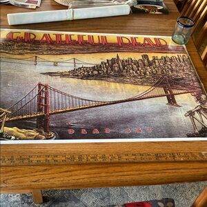 Grateful Dead Poster with Red and Gold Tones